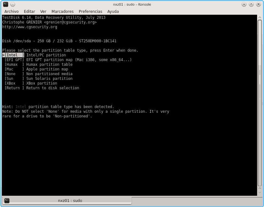 Tablas de Particiones TestDisk