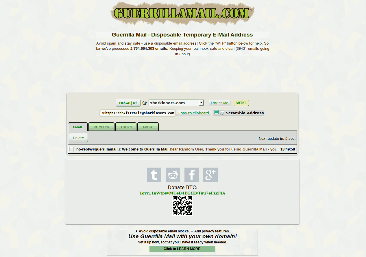 Guerrilla Mail - Cuentas de correo temporales