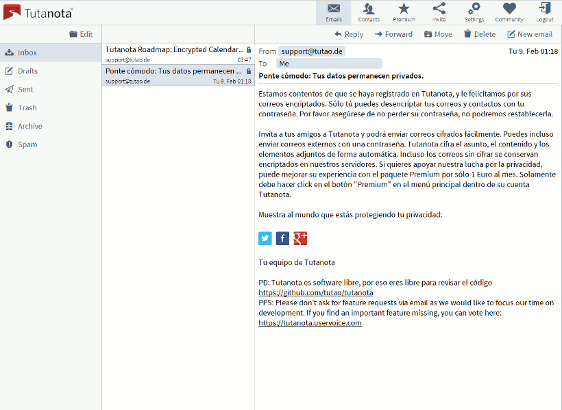 Tutanota Secure mail