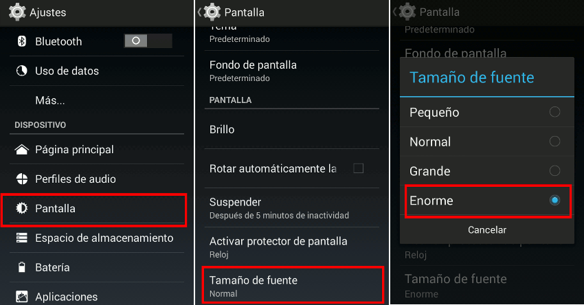 Cambiar tama&ntilde;o de letra en Android