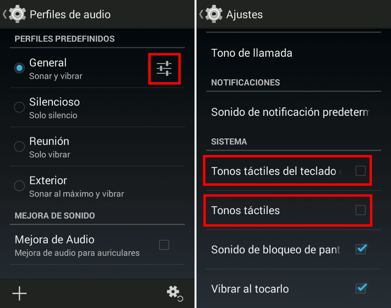 Activar sonido al pulsar Android